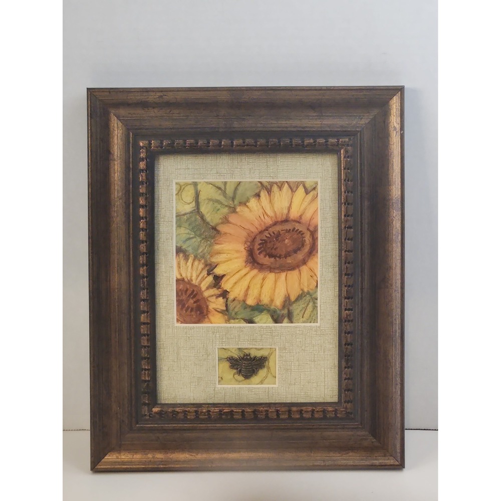 Celebrating Home Sunflower Bee Framed Picture Cottagecore Farmhouse Wall Art